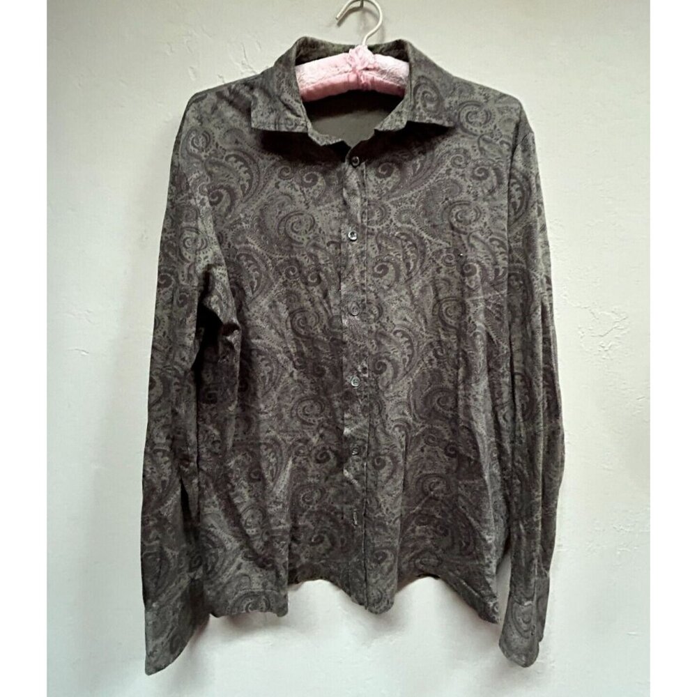 Hugo Boss Mens Shirt Paisley Print Button Down Short Sleeve Brown Medium Casual